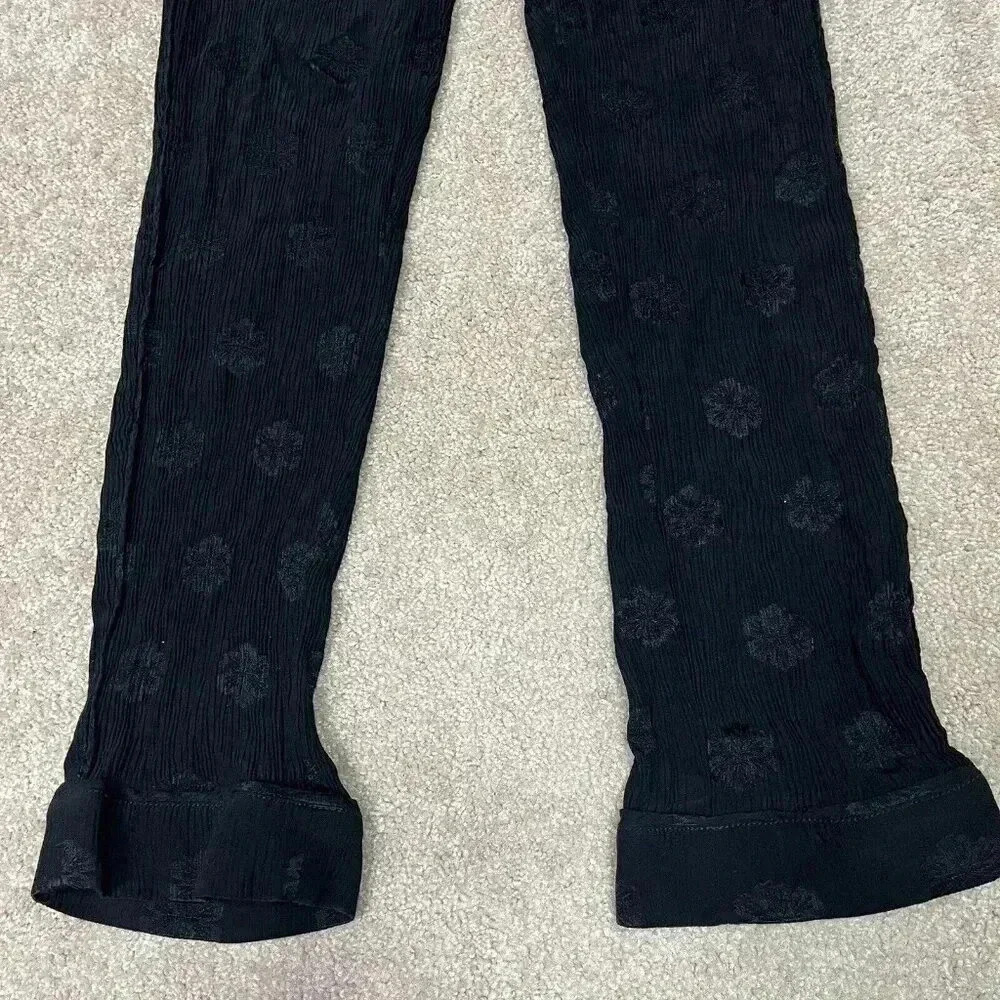 Madewell Pants Black Floral Women's Size Small Elastic Waist - Picture 8 of 10